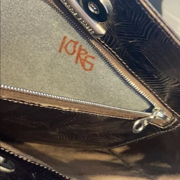 Carrie Forbes Brown Embossed Leather Tote Bag